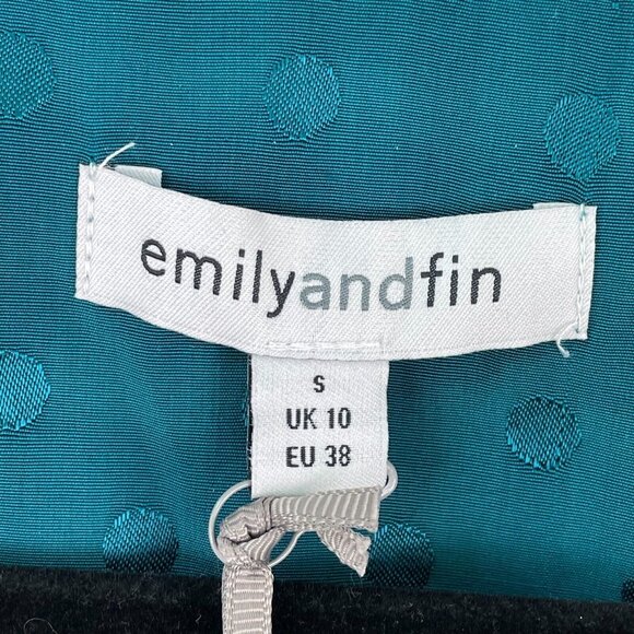 NEW Emily And Fin Size Small Teal Button Up Blouse Shirt Top Short Sleeve - Picture 5 of 8